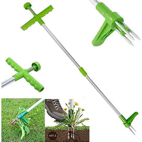 Xgeek Standing Plant Root Remover Weed Puller Tool Garden Stand Up Weeder With Claws For