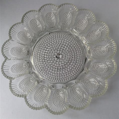 Vintage Indiana Glass Hobnail Egg Plate Haute Juice