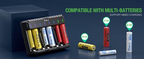 Powxs Battery Charger With Aa And Aaa Rechargeable Batteries Usb C