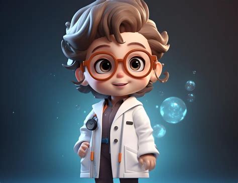 Foto lindo doctor personaje de dibujos animados atención médica y