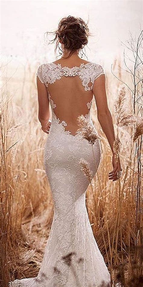 Awesome 45 Beautiful White Lace Wedding Dress Open Back Ideas 45 Beautiful