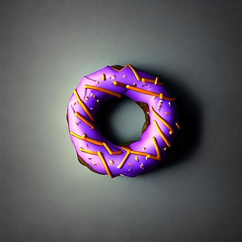 Premium Photo | A purple donut with orange icing and yellow sprinkles.