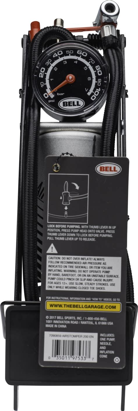 Bell Sports Airstomper 200 Bicycle Foot Pump With Gauge Silver