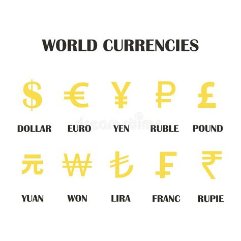 Conjunto De Signos De La Moneda Mundial En Diferentes Países Como El