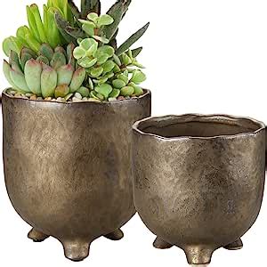 Oairse Blumentopf Keramik Keramik Bronze Pflanzgef E F R