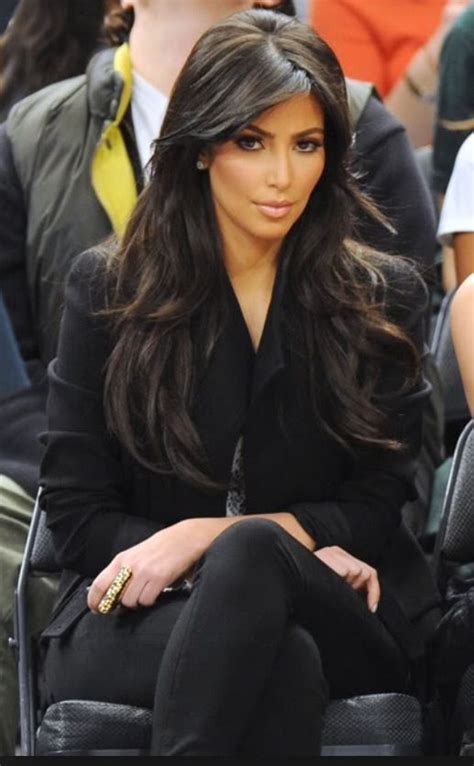 Kim Kardashian Long Layers Side Bang Long Hair Stunning