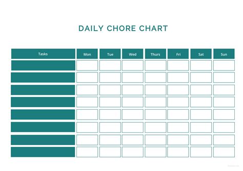 Free Printable Daily Chore Chart Template Printable Templates