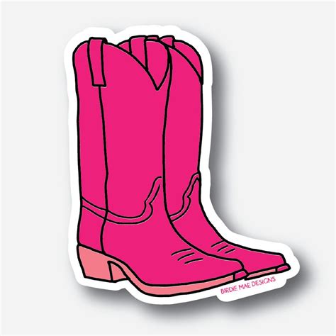 Pink Cowboy Boots Sticker Cute Sticker For Girl Western Etsy