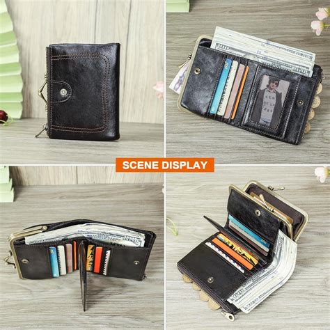 Cheap Genuine Leather Women Wallet Small Metal Frame Purse Ladies Hasp