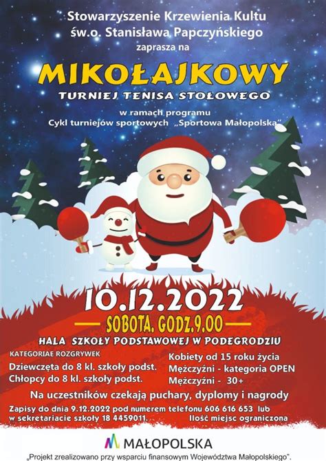 Miko Ajkowy Turniej Tenisa Sto Owego W Podegrodziu Podegrodzkie Info