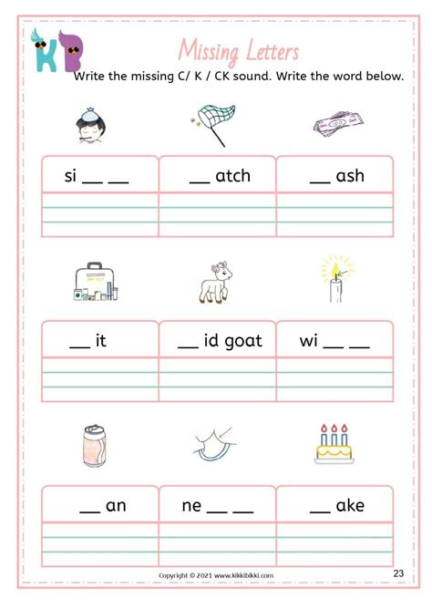 Learn To Spell C K Ck Words Kikkibikki Kindergarten Worksheets