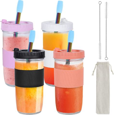 DUNSOO Verre Bubble Tea Cup 730 ML Lot De 4 Gobelet Bubble Tea Avec