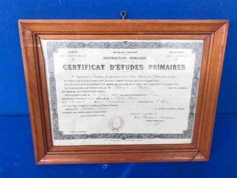 ANCIEN CADRE PHOTO en bois vintage avec vitre 20ème certificat d étude