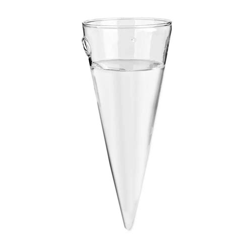 Circular Cone Glass Wall Hanging Vase Bottle For Plant Flower Decor Clear Wall Planter Home