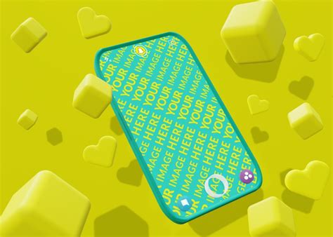 3d Floating Snapchat Mockup With Geometric Elements Mediamodifier