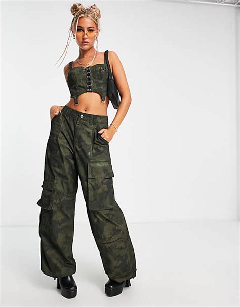 Asos Design Anti Fit Oversized Cargo Pants With Patch Pockets In Camo