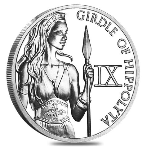 1 Oz Hercules Ninth Labor Girdle Of Hippolyta Silver Round 12