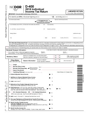 NC DoR D 400 2018 Fill Out Tax Template Online