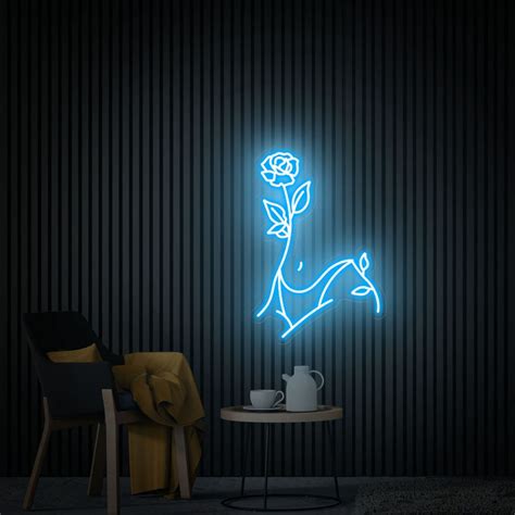 Body Rose Art Neon Sign Girl Body Aesthetic Neon Sign Bedroom Neon