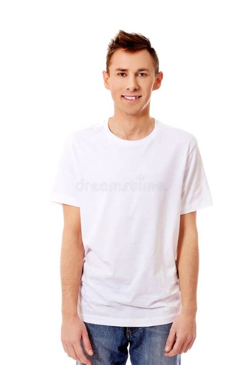 Young Smile Guy In White T Shirt Stock Photo Image Of Modern