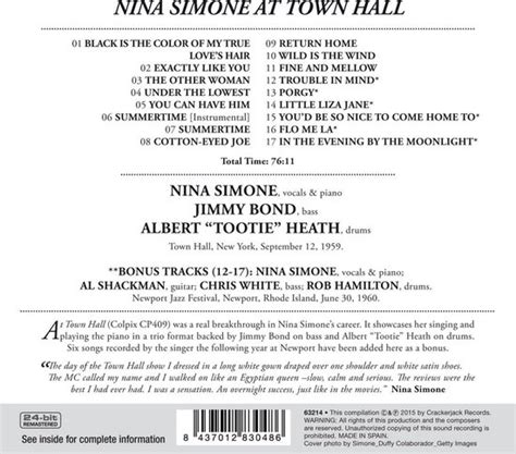 town hall nina simone cd album muziek bol