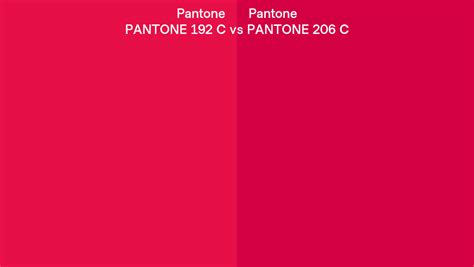 Pantone 192 C Vs PANTONE 206 C Side By Side Comparison