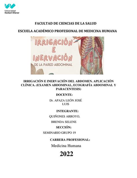 Monografia DE Irrigación E Inervación DEL Abdomen Aplicación Clínica