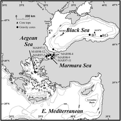Map Of The Study Area Showing The Bathymetry In Metres Core Locations