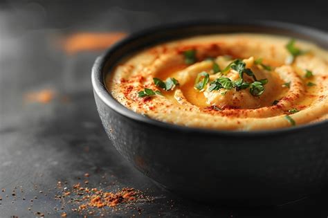 Premium Photo Top View Of Hummus On A Black Background Lebanese