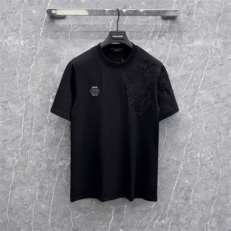 Áo Thun Nam Thêu Hình Đầu Hổ Logo Thép Philip Plein Siêu Chất Áo phông Nam Nữ PP Hot Trend