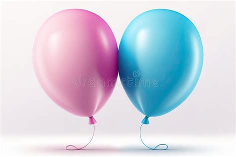 Pink And Blue Hot Air Balloon On A White Background Baby Gender Party Stock Illustration
