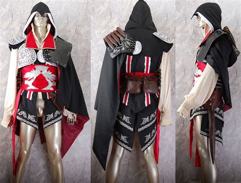 Assassins Creed Ezio Cosplay Costume Black Edition Ezio Auditore Costume B4 Halloween Costume