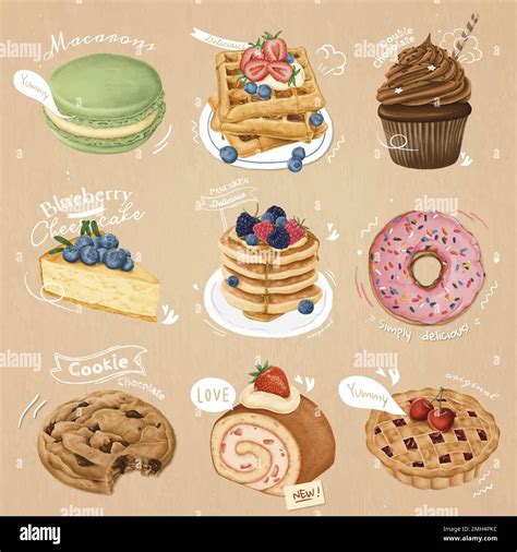 Hand Drawn Dessert Collection Vector Stock Vector Image Art Alamy