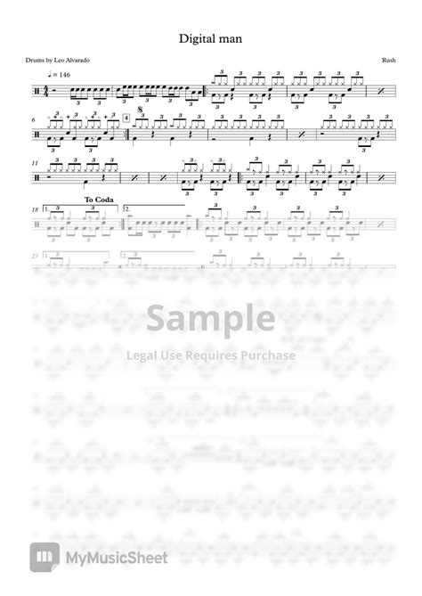 Rush Digital Man Hoja By Drum Transcription Leo Alvarado