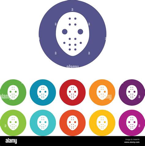 Hockey Goalkeeper Helmet Icons Set Vector Color Stock Vector Image