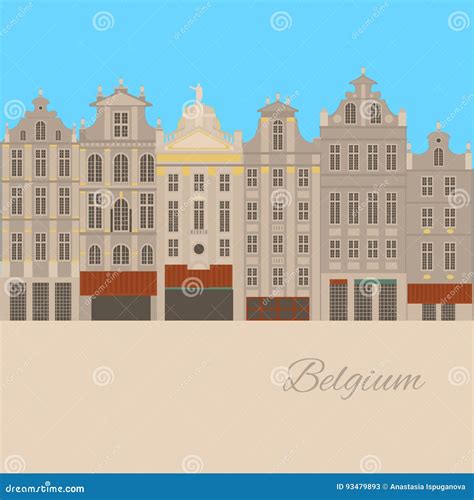 City Sights. Brussels Architecture Landmark. Belgium Country Flat