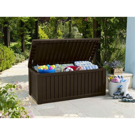 Keter Rockwood Outdoor Plastic Deck Storage Container Box 150 Gal