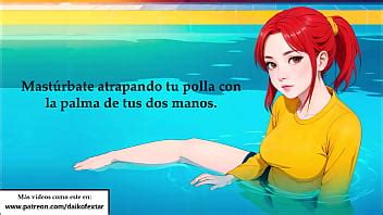 Instrucciones para masturbarse con la chica anime más hot en la piscina Voz española XNXX