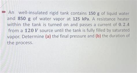 Solved An Well Insulated Rigid Tank Contains 150 G Of Liquid Chegg