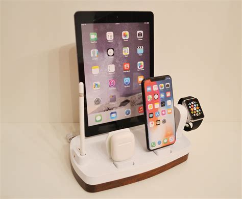 Idoqq Cinque Multi Device Docking Station Wood Charging Station For 5