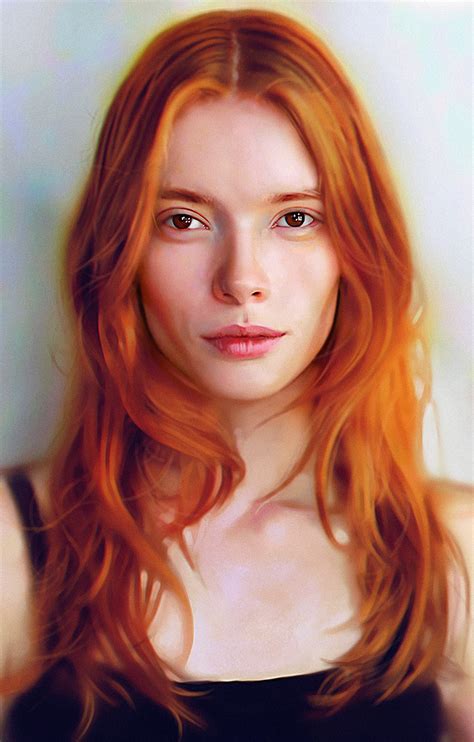 Fan Art Model Artwork Portrait Julia Hafstrom Digital Art Redhead