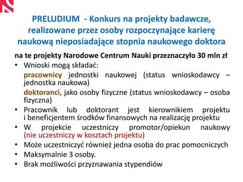 Listopada R Warsztaty Dotycz Ce Wniosk W Na Projekty Badawcze