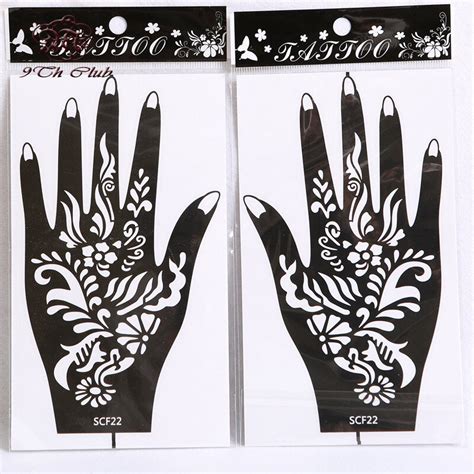 4pair 8pcs Mehndi Henna Tattoo Stencil Templates Flower Glitter Airbrush Hand Henna Tattoo