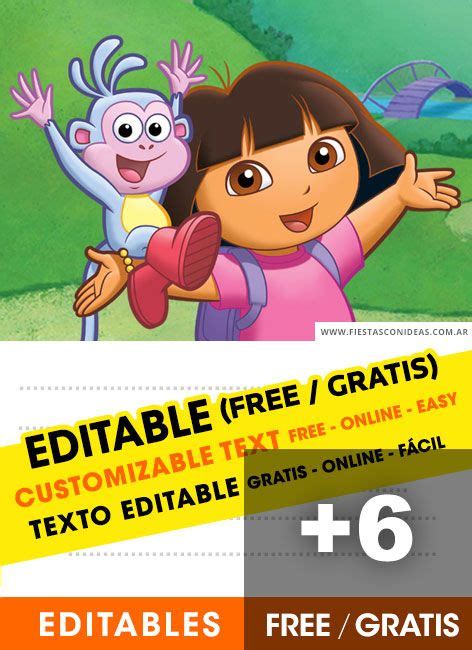 6 Invitaciones De Dora La Exploradora Gratis Para Editar Imprimir O