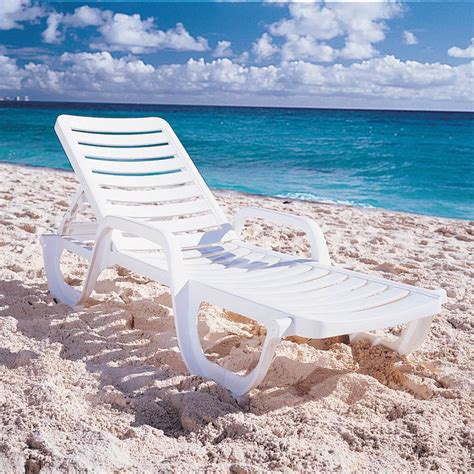 White Bahia Plastic Resin Chaise Lounge, 30 lbs. - Pool Furniture Supply