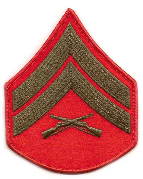 USMC Corporal E 4 Green On Red Embroidered Chevrons Marine Corps