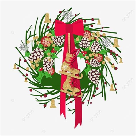 Cute Christmas Elements Vector Png Images Cute Christmas Wreath