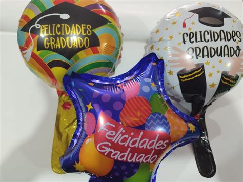 Globos Metalizados Graduaci N Surtidos Con Varilla Uds Aqua Y