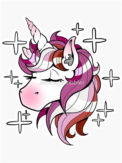 Pride Unicorn Lesbian Flag Sticker By JammyScribbler Redbubble