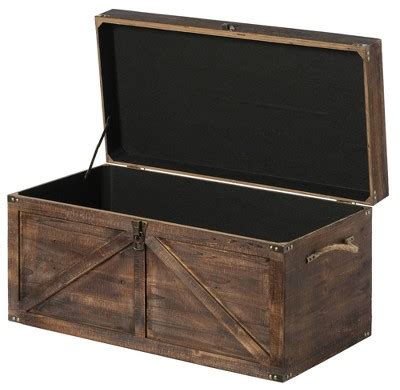 Vintiquewise Vintiquewise Brown Large Wooden Lockable Trunk Farmhouse